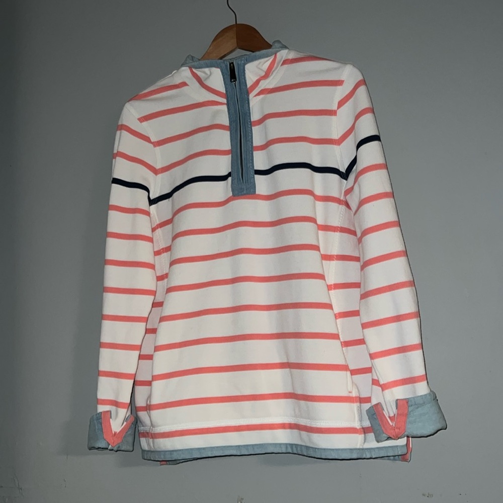 Fat Face Pink and White Striped Jersey Top